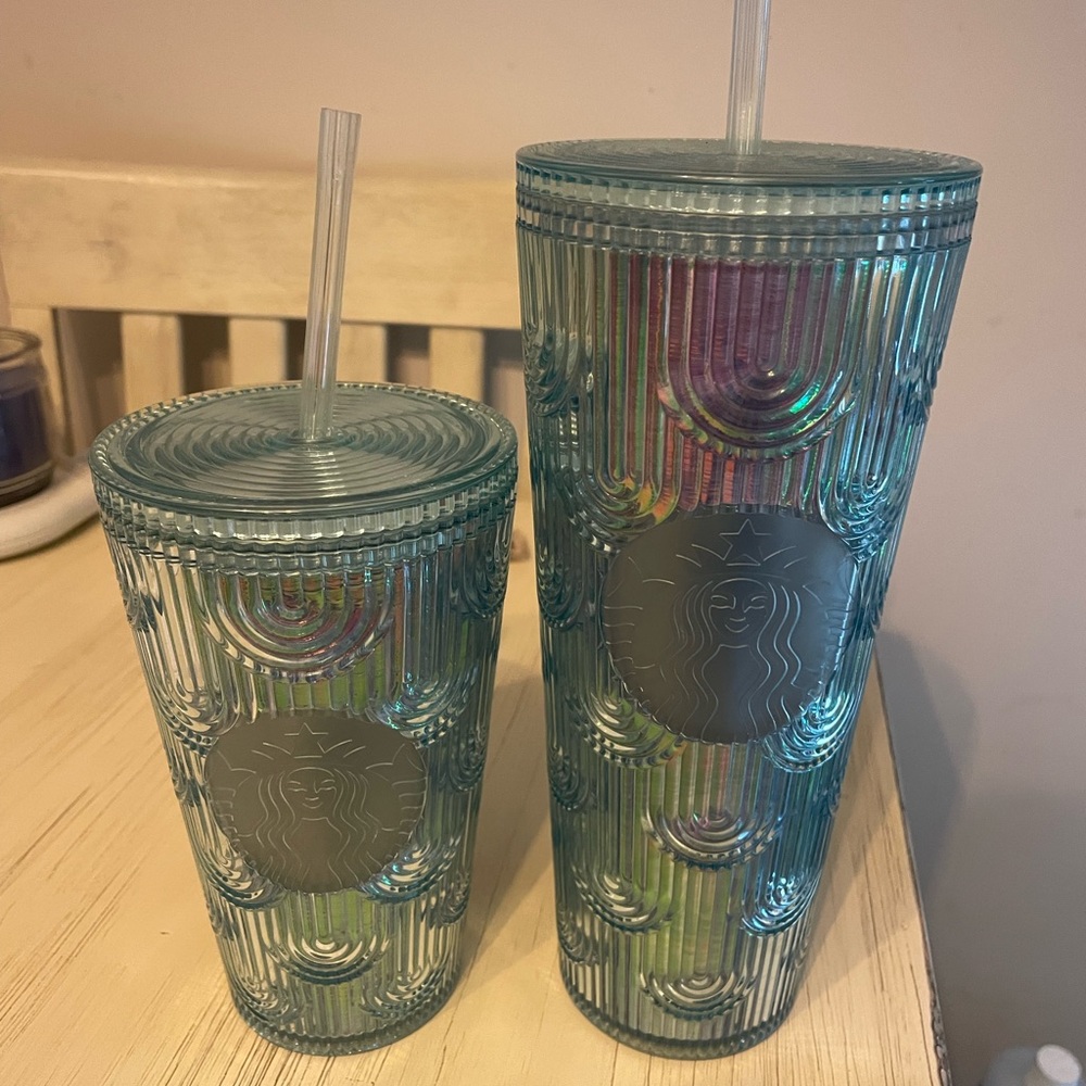 Starbucks Iridescent Blue Tumbler Duo